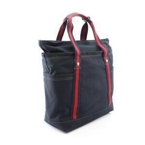 Gucci Navy Tote Blue Bag Line Canvas Sherry Red